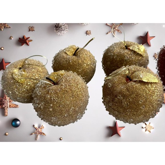 VTG Artificial Faux Beaded Sugar Frosted Fruit Apples Christmas Ornament… - Picture 2 of 12
